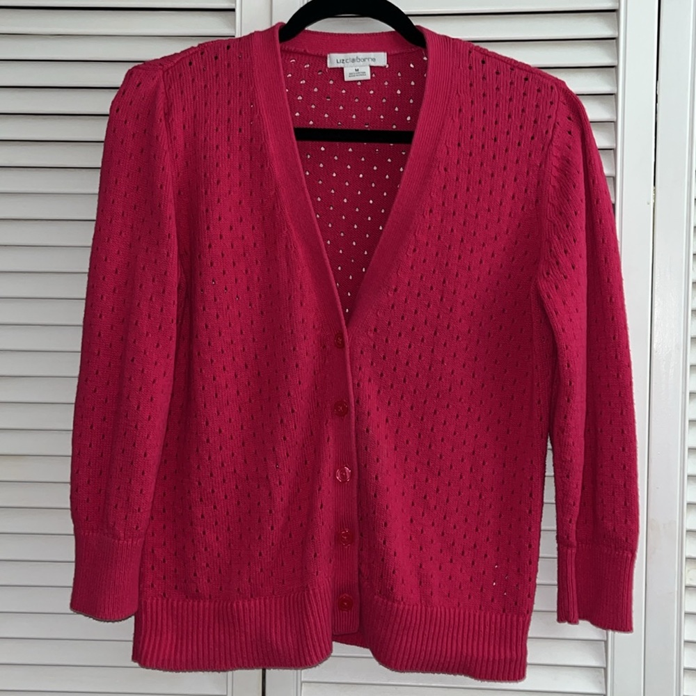 Liz Claiborne 100% Cotton button down lightweight cardigan
